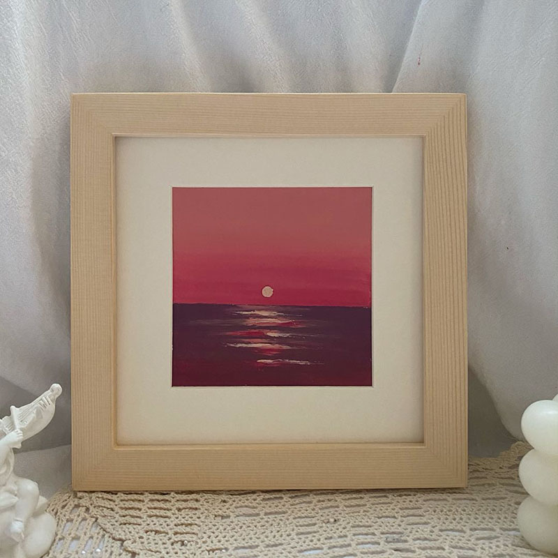 油画棒专用画框10cm白色正方形相框摆台挂墙装裱玻璃实木框