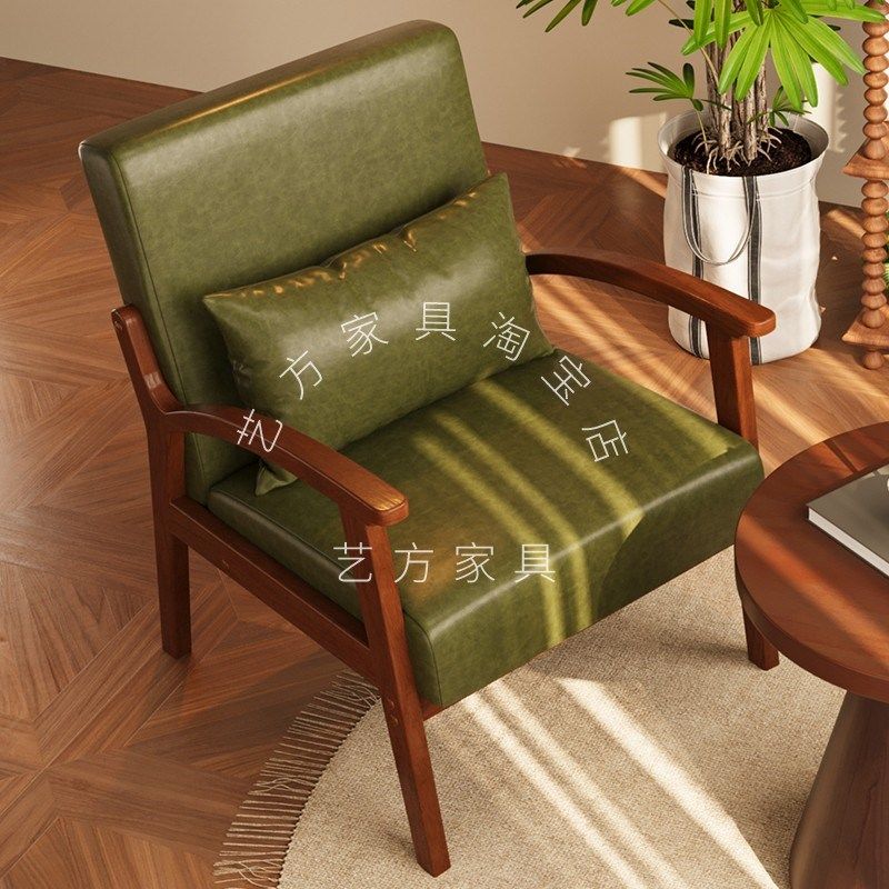 单人小沙发实木复古休闲椅卧室客厅中古风单椅阳台椅阅读椅懒人椅,住宅家具,沙发椅,淘宝优惠券,粉丝福利购,淘宝优惠卷