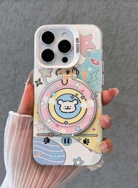 音乐小狗旋转支架适用苹果17promax手机壳iphone16/15/14华为mate60pro防摔pura70可爱Reno14小米13女vivos30