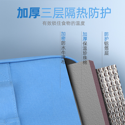 扁平饭盒袋手提包保温儿t童饭盒包大号防水带饭包长方形学生餐包