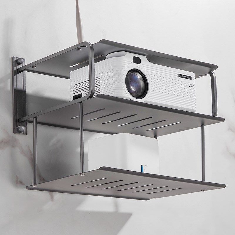 太空铝电视机墙上机o顶盒路由器壁挂式收纳盒支架多层投影仪置物