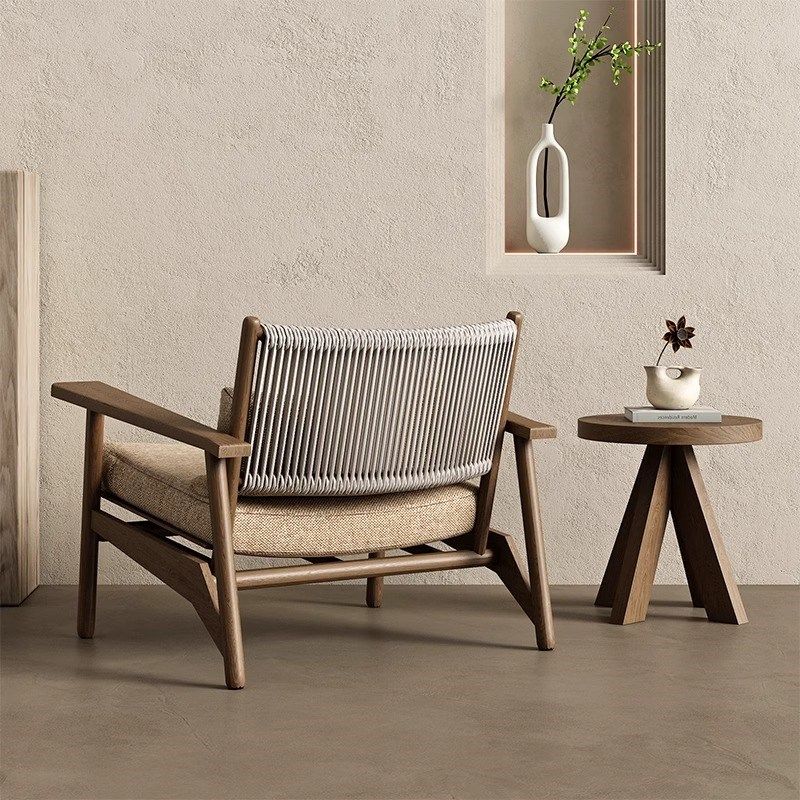 复古沙发椅户外绳编侘o寂风单人藤椅阳台花园民宿庭院实木防腐家,住宅家具,户外沙发,淘宝优惠券,粉丝福利购,淘宝优惠卷