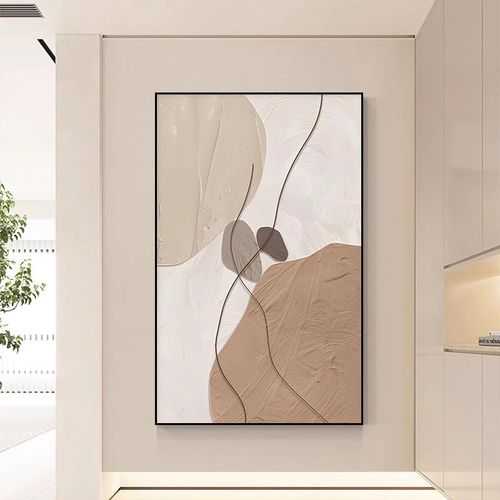 奶油风客厅装饰画沙发p背景墙落地画极简抽象壁画玄关走廊过道挂