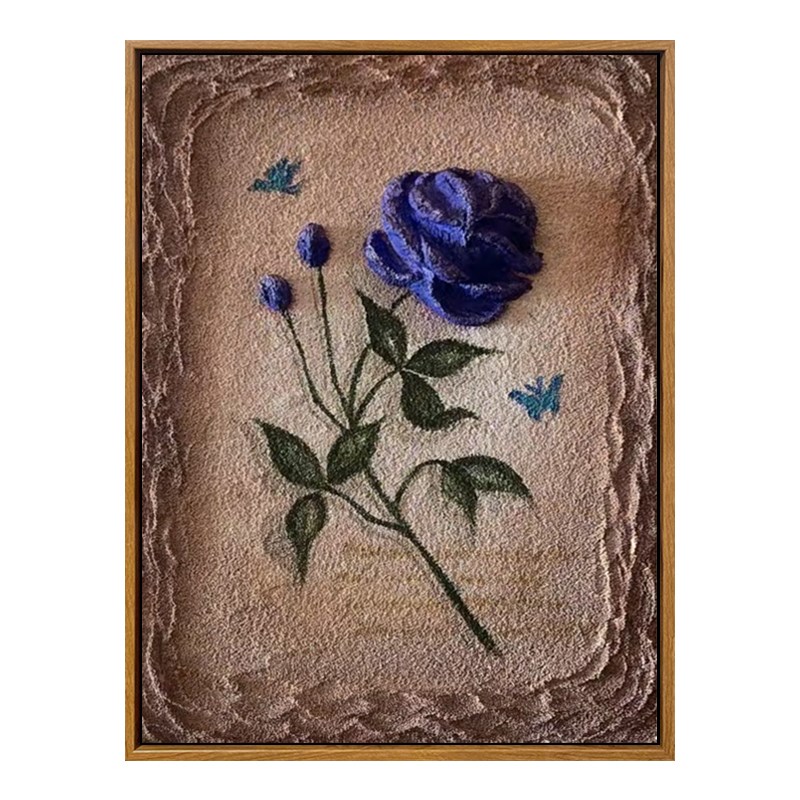立体玫瑰花石英砂丙烯肌理画diy全套材料手工填色数字油画装饰画图片