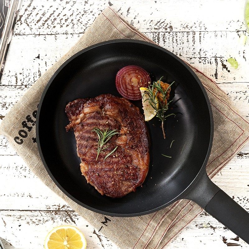 恩腾平底不粘煎炒锅牛排煎锅家用不沾锅烙饼锅电磁炉燃气灶通用