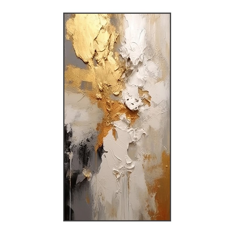 手绘油画轻奢玄关装饰画入户正对门走廊挂画小众艺术抽象肌理画图片