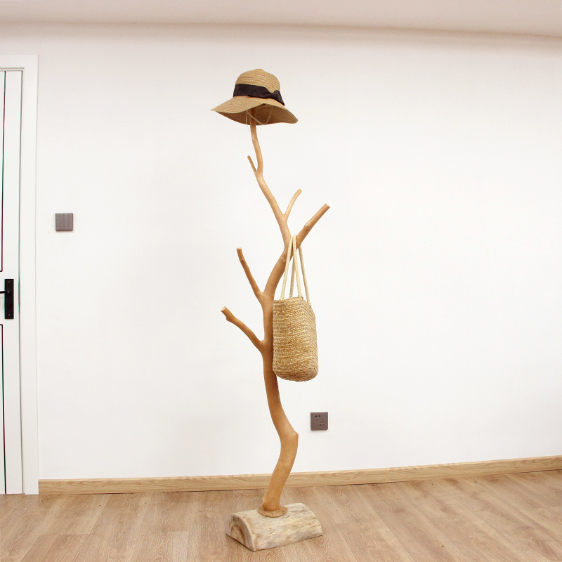 干树枝衣帽架挂衣架卧室现代家用天然实木落地加粗树枝创