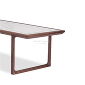 传世实木现代北美桃餐桌爵士大理石实木家具长方形桌子