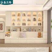 客厅卡座沙发书柜一体整墙到顶带门落地展示柜9