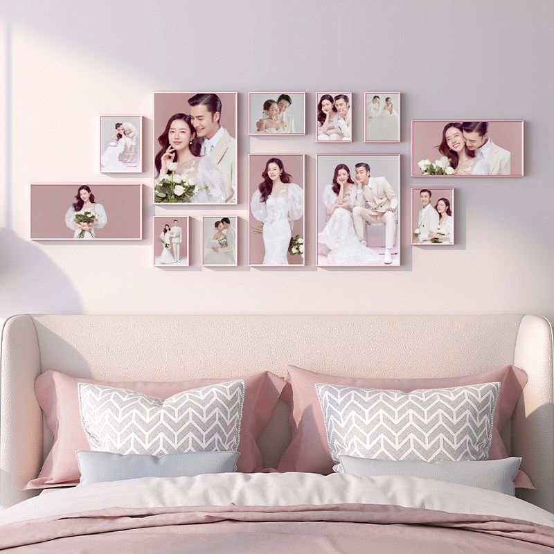 照片墙装饰创意相框挂墙免打孔打印相片上客厅相册墙高级感