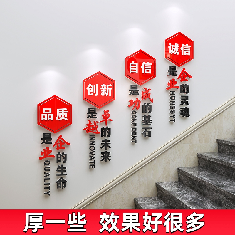 公司企业会议办公室楼梯墙面装饰励志标语文化墙贴纸画布置背景墙图片