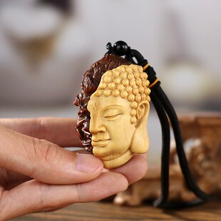 黄杨木雕佛魔一念之间把玩件手把件男士木质物汽车挂件