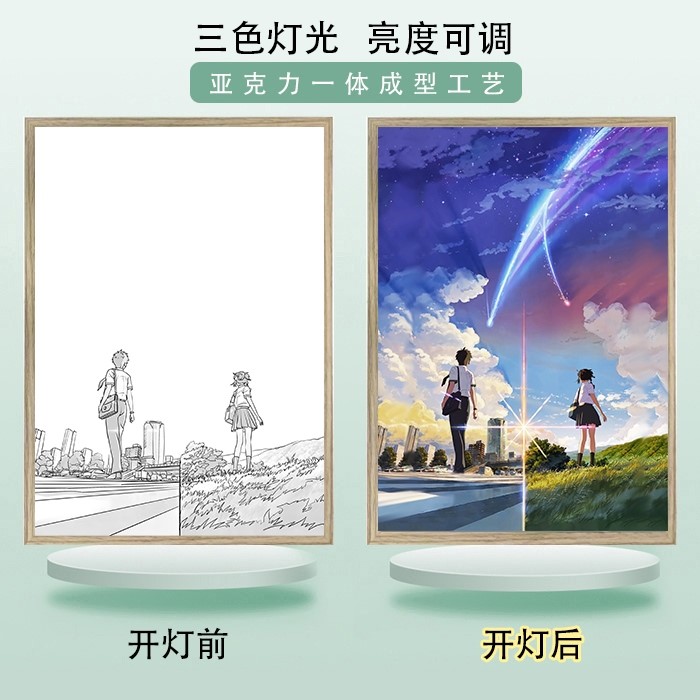 你的名字灯光画动画索隆发光画高达装饰画卧室床头小夜灯氛围灯图片