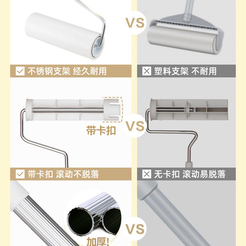 粘毛器滚筒长柄家用大号加长地板吸头发沾毛伸缩滚刷黏猫毛除尘纸