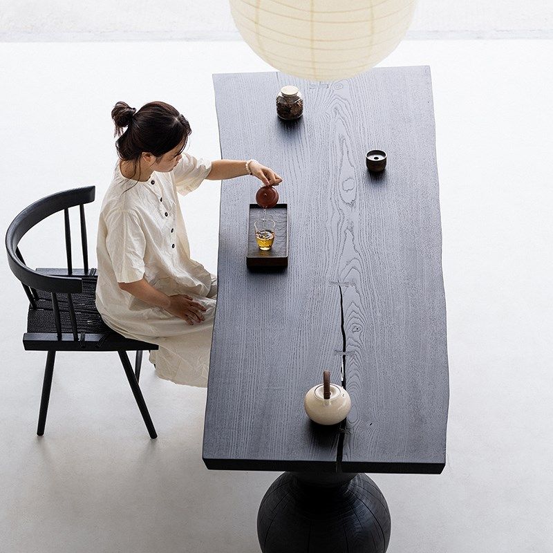 叁几 白蜡木碳化实木大板茶桌家用餐桌侘寂风茶台阳台泡茶桌,住宅家具,家用茶台/茶桌,淘宝优惠券,粉丝福利购,淘宝优惠卷