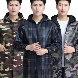 。防风长袖防雨衣油污拉链带帽防水外罩衣围裙男女士加厚工作服