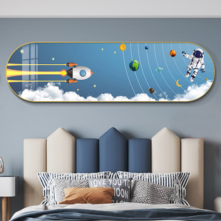 现代儿童房间装饰画卧室床头挂画温馨鲸鱼卡通男孩女孩壁画