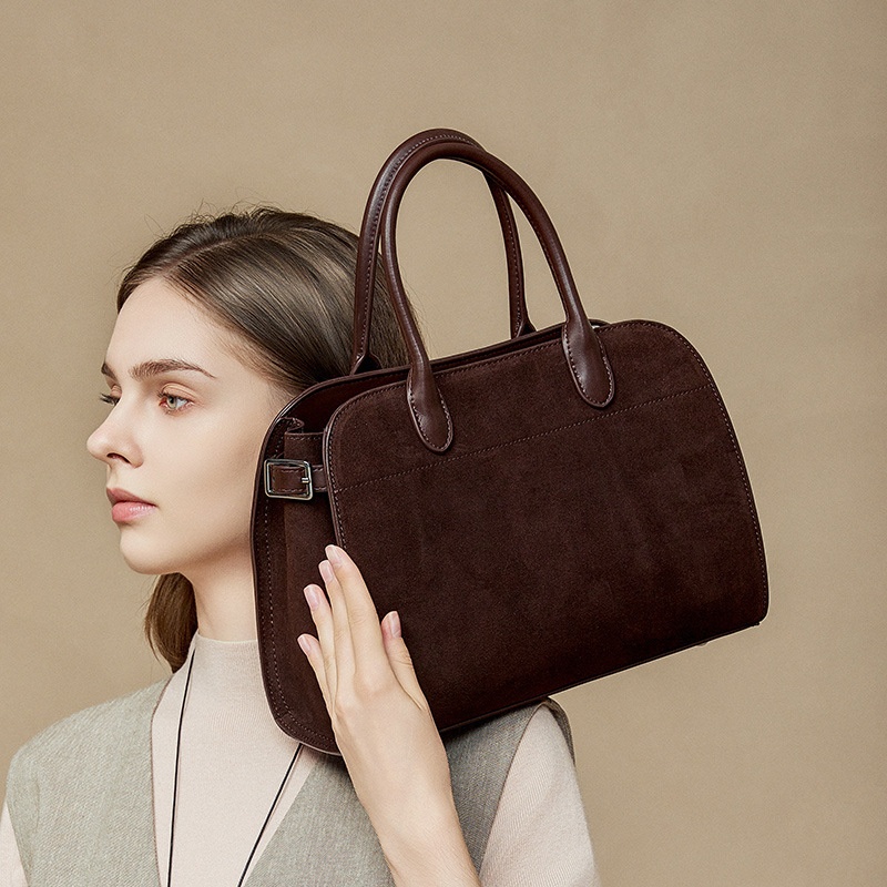 红色复古风感牛皮单肩托特包新款女士真皮笔记本大容量手提包