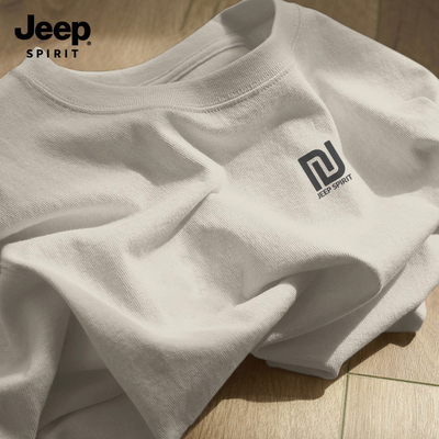 Jeep吉普重磅纯棉短袖t恤男夏季