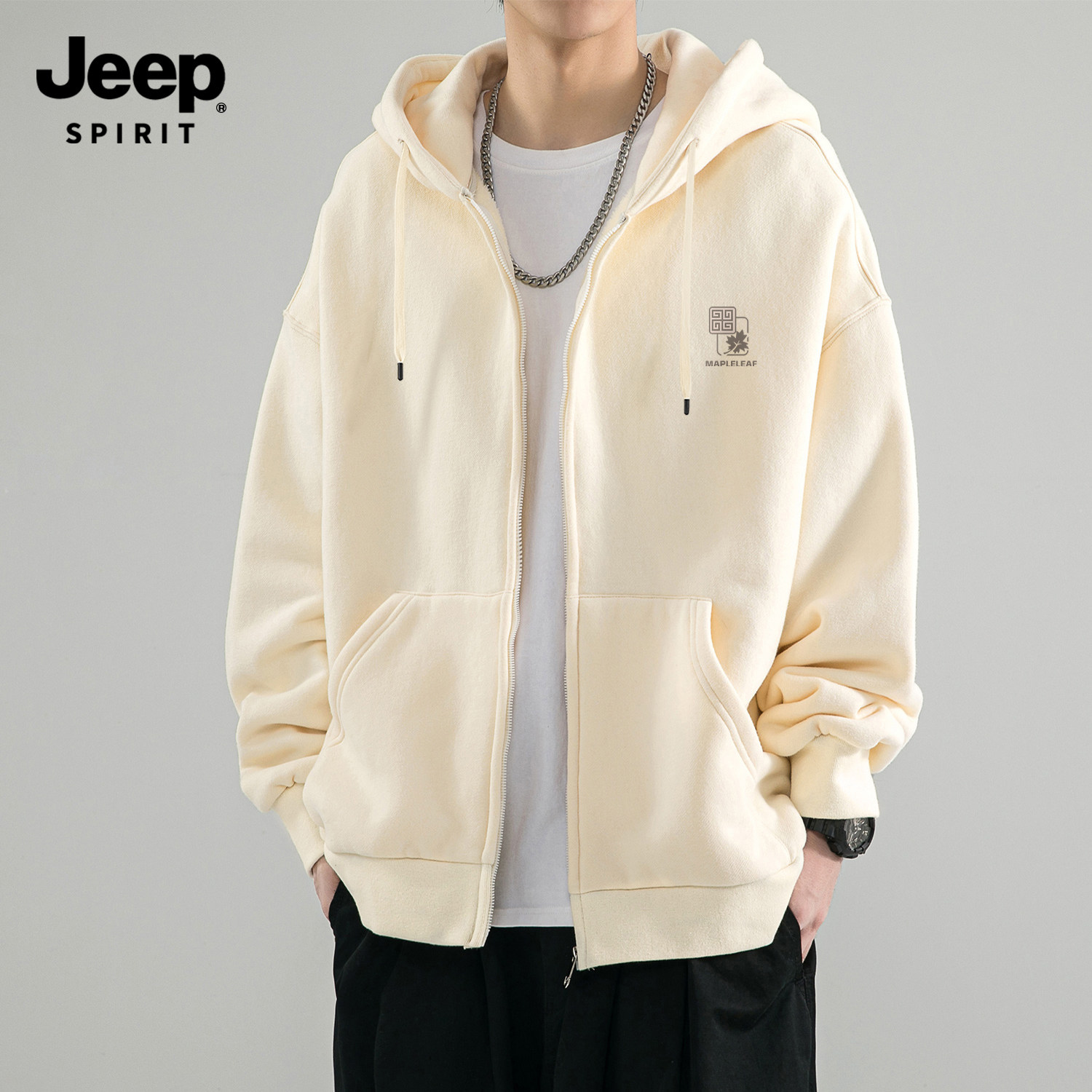 Jeep吉普连帽卫衣男款秋日系简约
