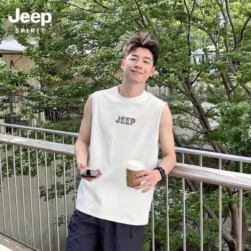 Jeep吉普纯棉背心坎肩凉感无袖