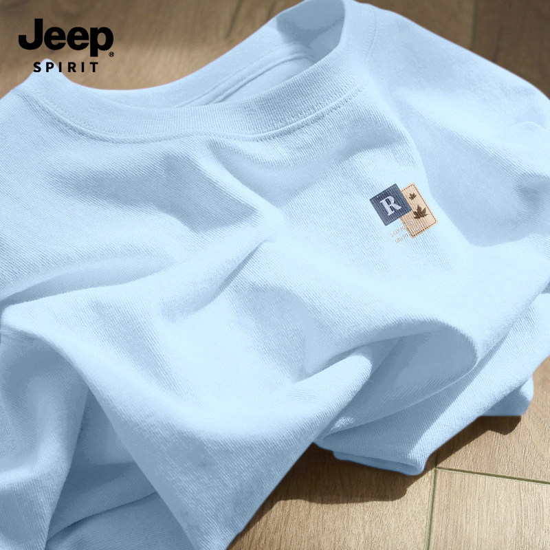 Jeep吉普纯棉短袖T恤男款2026新款宽松衣服圆领上衣青少年体恤衫