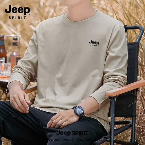 Jeep吉普春秋圆领长袖T恤