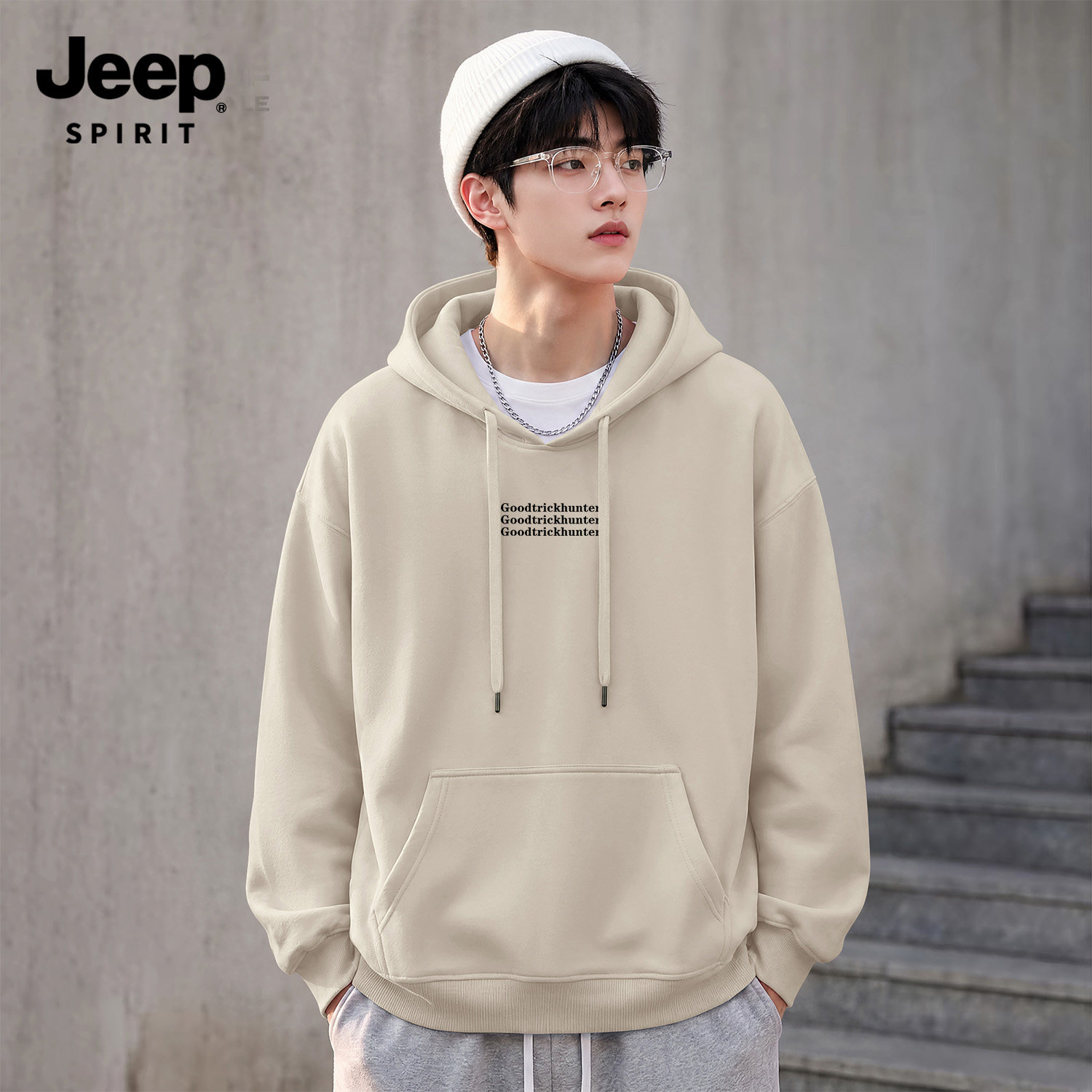 Jeep吉普连帽卫衣男秋季础款上衣