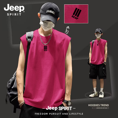 Jeep吉普健身背心男夏季纯棉无袖