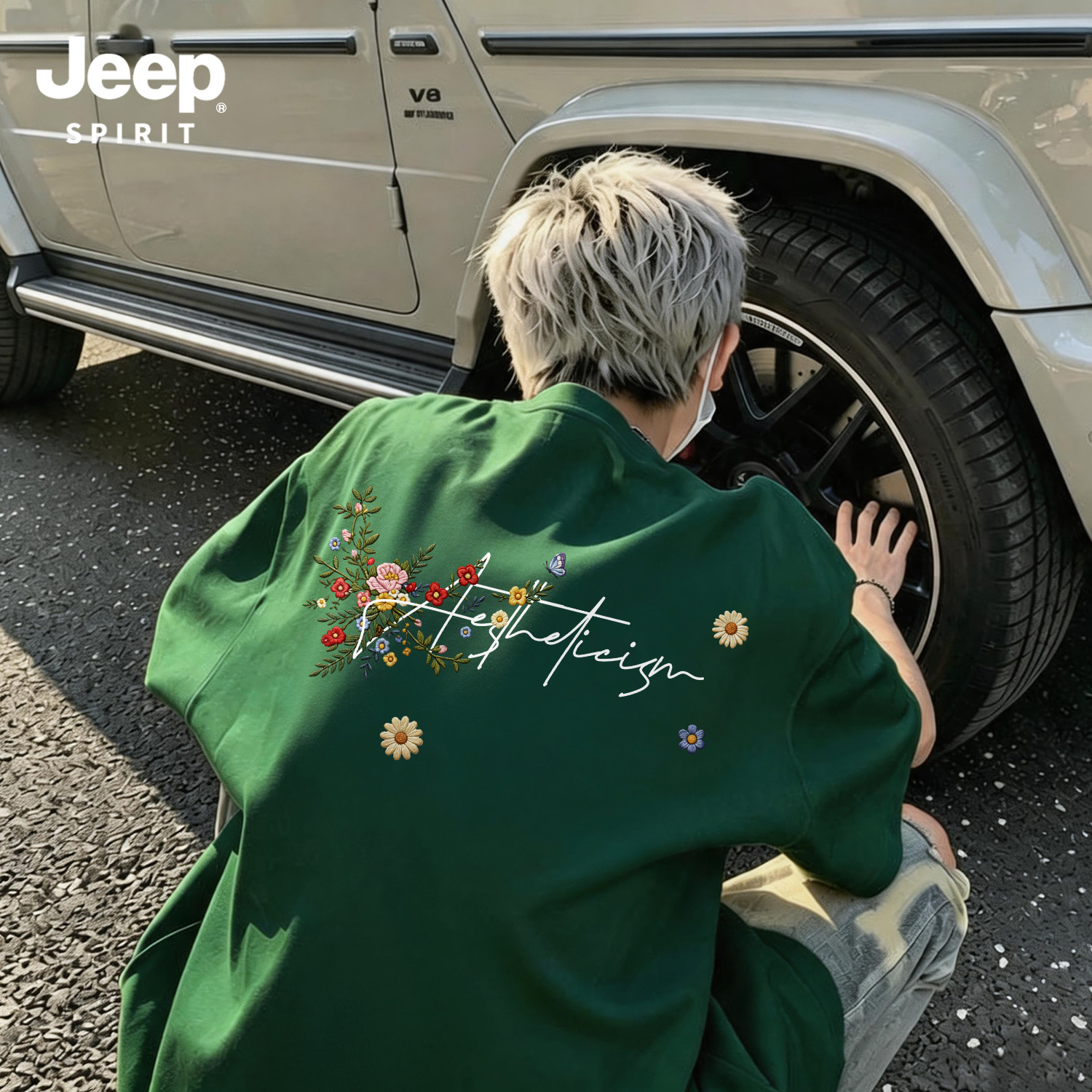 Jeep吉普男士短袖t恤纯棉重磅