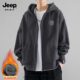 男士 加绒外套冬装 新款 Jeep吉普连帽卫衣拉链开衫 休闲宽松上衣男装