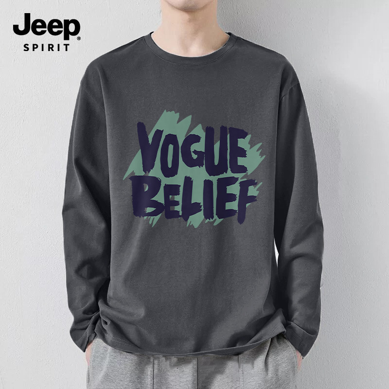 Jeep吉普长袖t恤男款秋纯棉透气