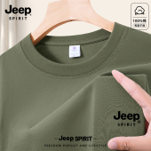 体恤男士 Jeep吉普男款 衣服男纯棉美式 夏季 短袖 T恤军绿色2025新款