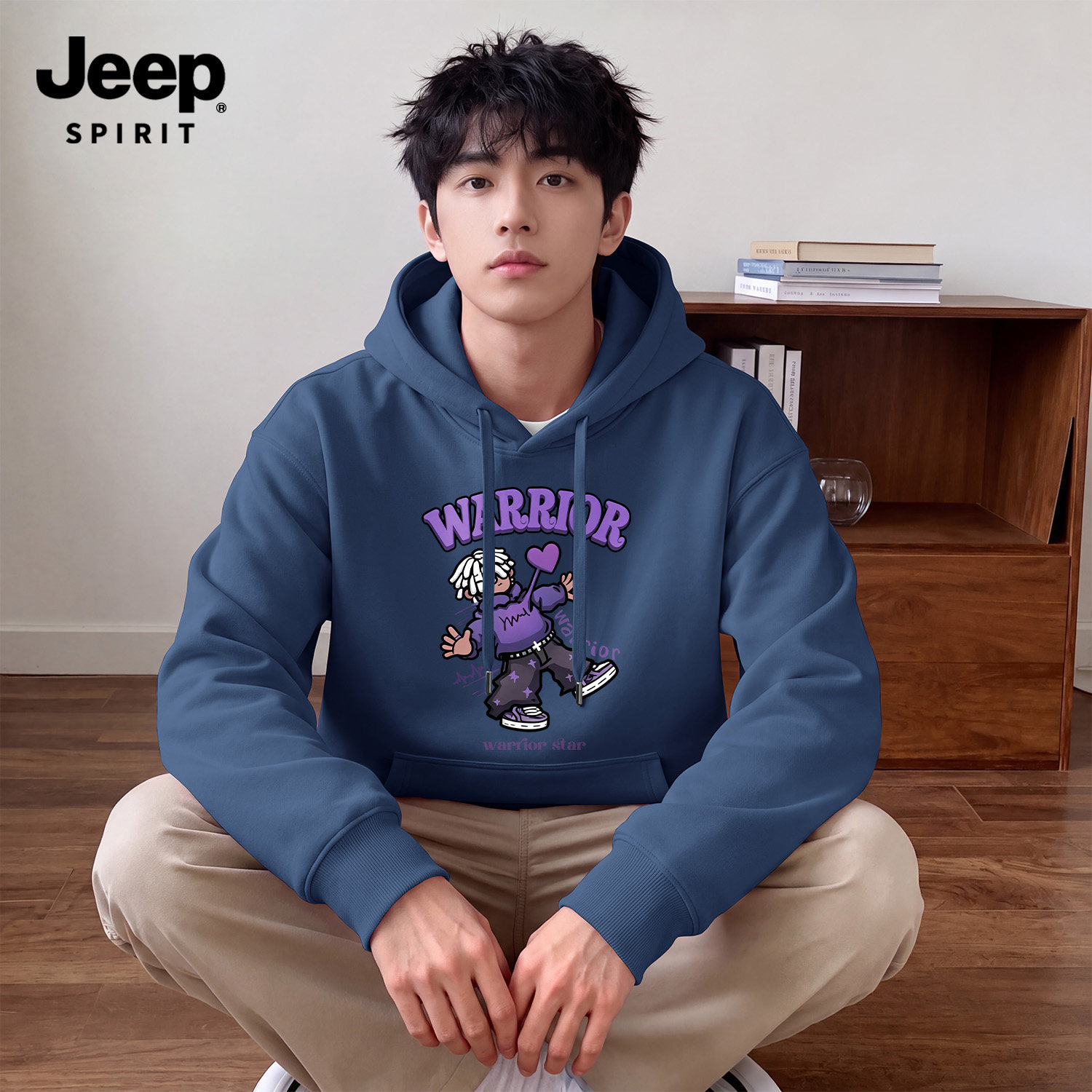 Jeep吉普美式连帽重磅宽松卫衣男