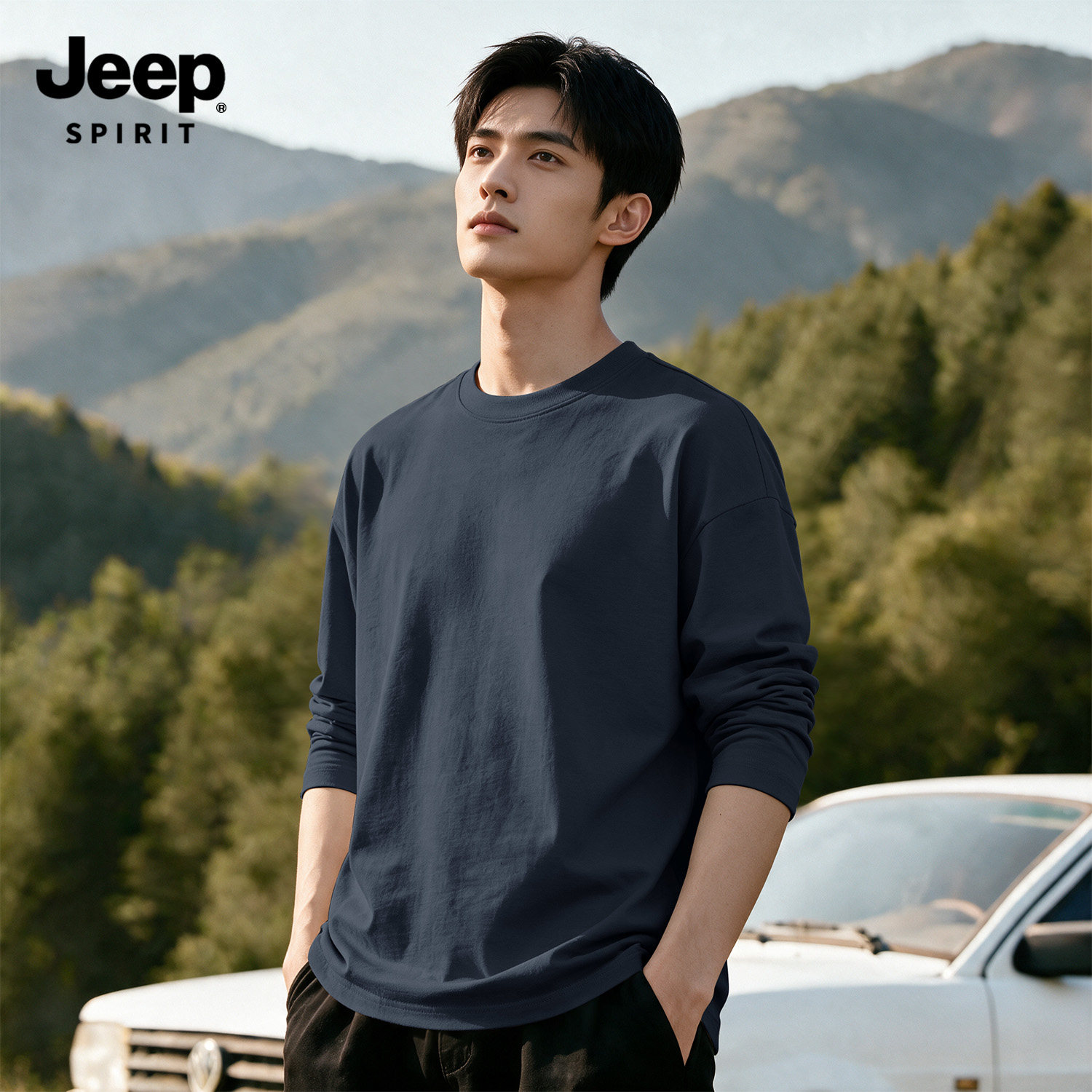 Jeep吉普高质量男士长袖t恤男款