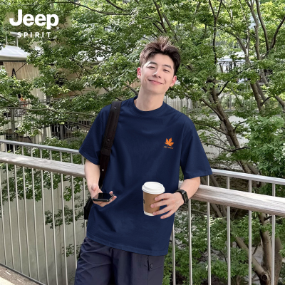 Jeep吉普重磅纯棉短袖t恤男夏季