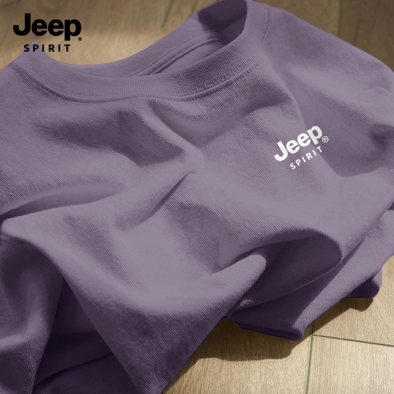 Jeep吉普重磅纯棉男士短袖t恤夏