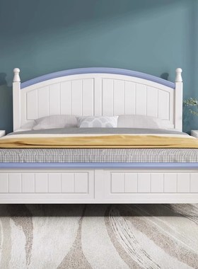白色美式田园实木床1.8m简约单双人床次卧白色公主床奶油风儿童床