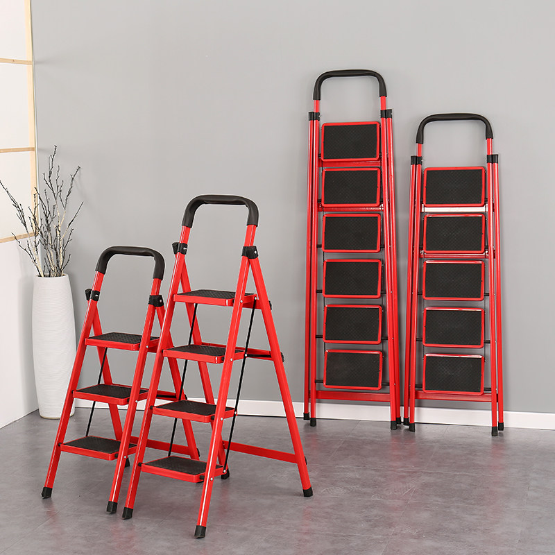 储冠梯子家用不锈钢折叠梯铝合金梯四五步人字梯便携多功能小楼梯