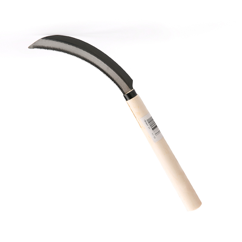 沃施worth 园艺全钢刃镰刀割草刀农用木柄锯齿镰刀割麦子园艺工具