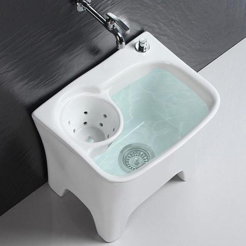 陶瓷拧拖把池阳台拖布盆卫生间墩布池沥拖把拖布池自动旋转地拖桶