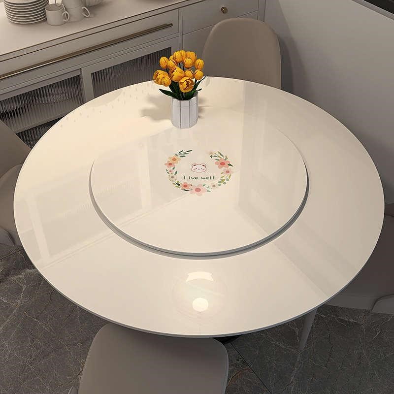 餐桌茶几高级软防水台布防圆桌y感玻璃桌布奢免洗圆形油垫轻垫餐