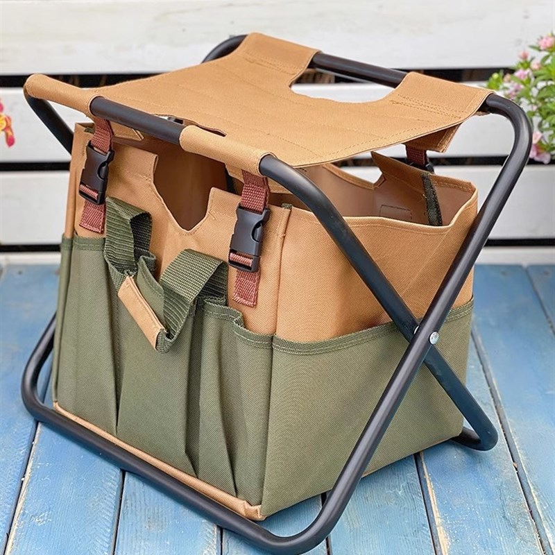 多功能园艺工具收纳折p叠凳可拆卸大容量户外钓鱼凳露营家用花园