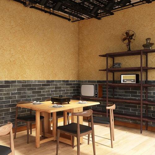 3d复古怀旧农村土墙壁纸中式餐厅火锅饭店包厢装修墙纸工业风壁画