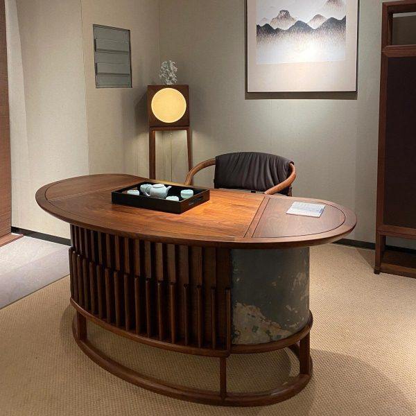 新中式黑胡桃木茶桌家用禅意茶台白蜡木泡茶桌定制喝茶桌实木家具