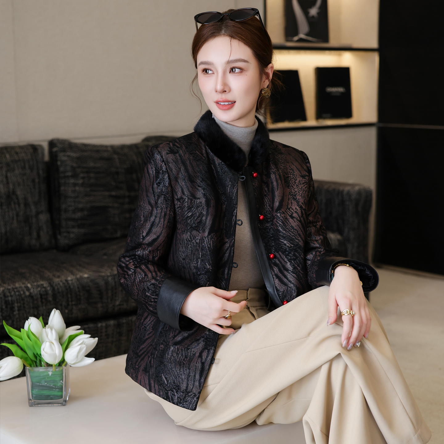 海宁真皮羽绒服女025新款