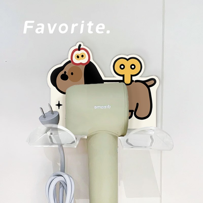 腊肠狗卫生间吹风机置物架免打孔懒人电H吹风支架壁挂风筒收纳挂