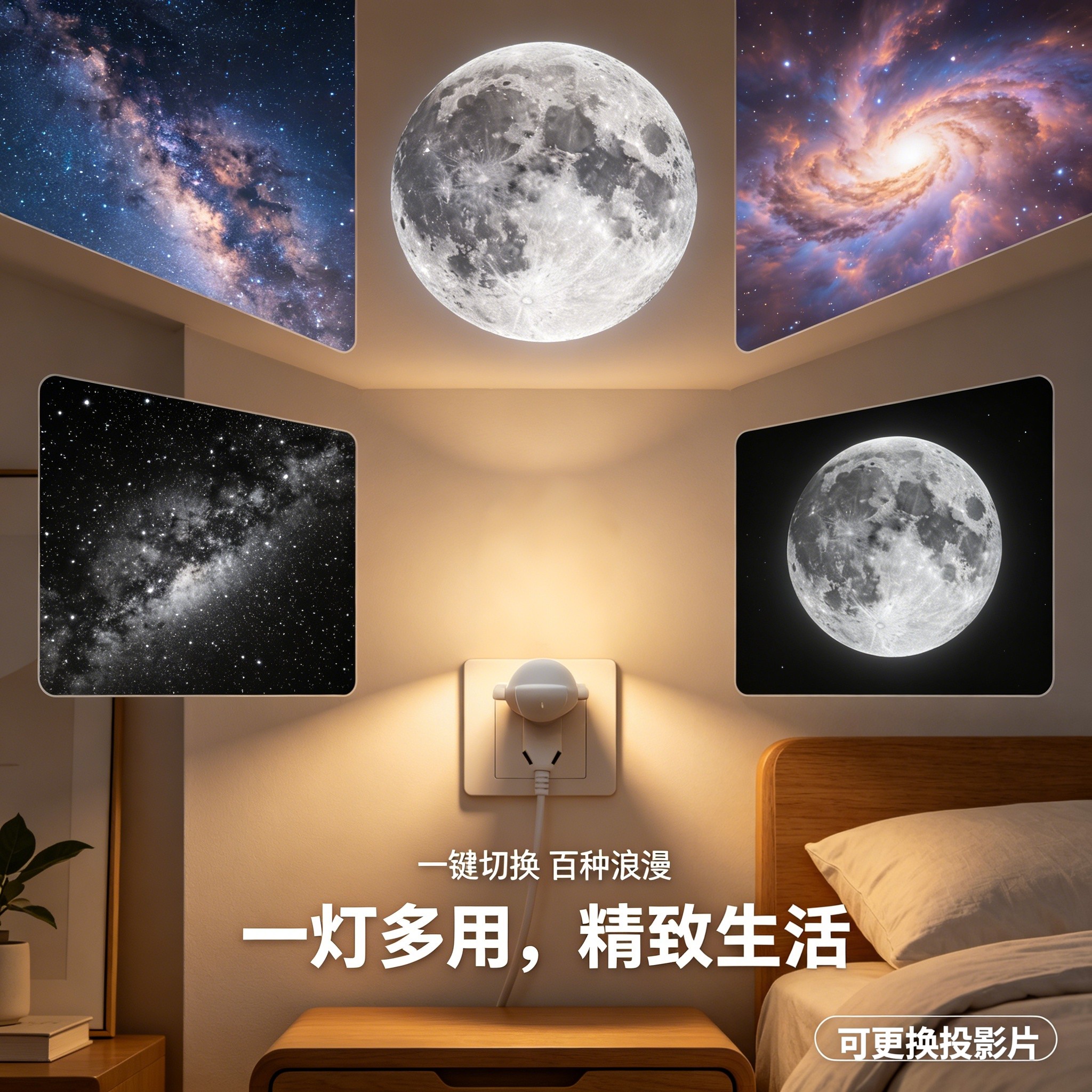 高级感迷你投影仪小夜灯灯光卧室睡眠护眼星空气氛灯