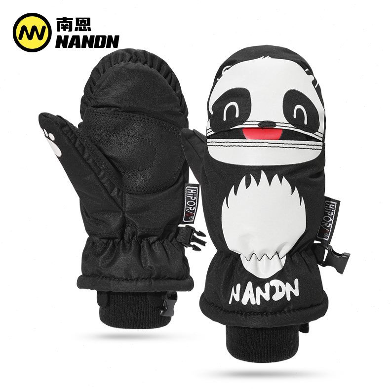 卡通耐磨南恩童男女滑雪手套冬手套儿童加厚保暖防水指两NANDN