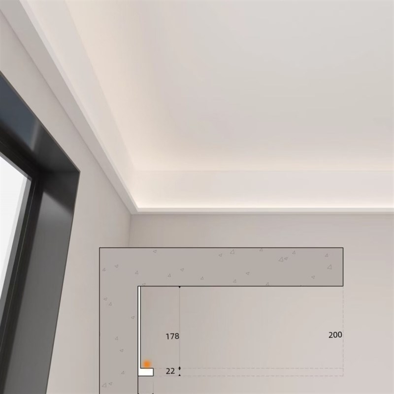 向上发光双眼皮带l灯石膏线条装配式免吊顶洗天花单边线条灯装饰